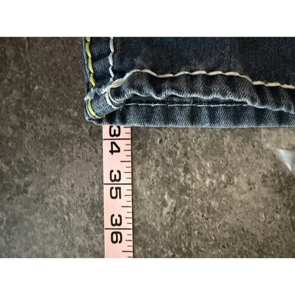 True‎ Religion Y2K Denim Jeans 36 Multicolor Billie Rope Stitch Straight Leg